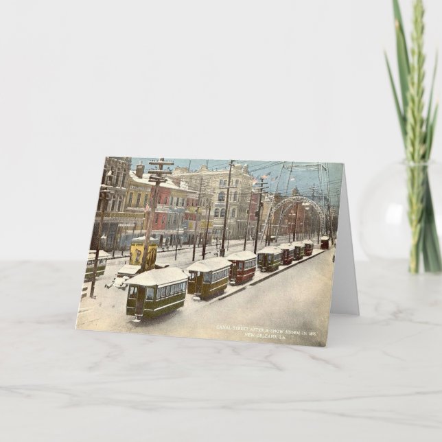 New Orleans Canal St Snow 1885 Holiday Card (Front)