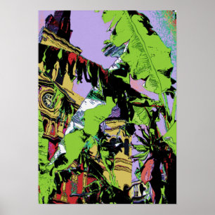New Orleans  Cathedral and Banana Trees Poster