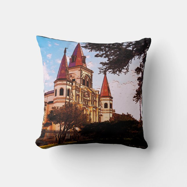 New Orleans Cathedral Old Look Cushion (Front)