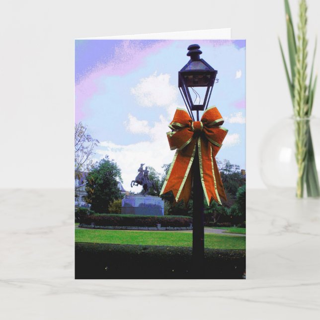 New Orleans Christmas Lamp Post Holiday Card (Front)
