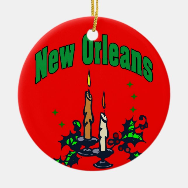 New Orleans Christmas Tree Ceramic Tree Decoration (Front)