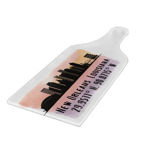 New Orleans City Skyline Latitude and Longitude  Cutting Board