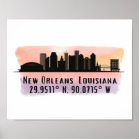 New Orleans City Skyline Latitude and Longitude