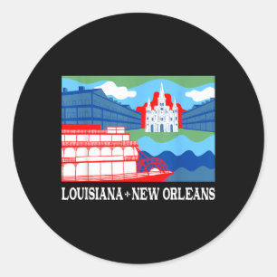 New Orleans City Skyline Steamboat Louisiana Classic Round Sticker