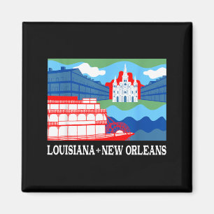 New Orleans City Skyline Steamboat Louisiana Magnet