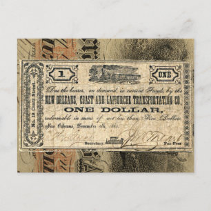 New Orleans Civil War Antique Money Southern USA Postcard