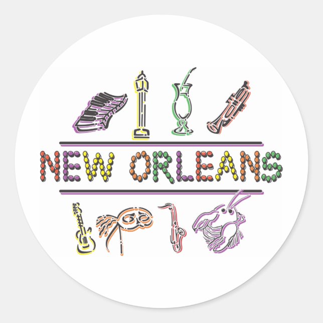 New Orleans Classic Round Sticker (Front)