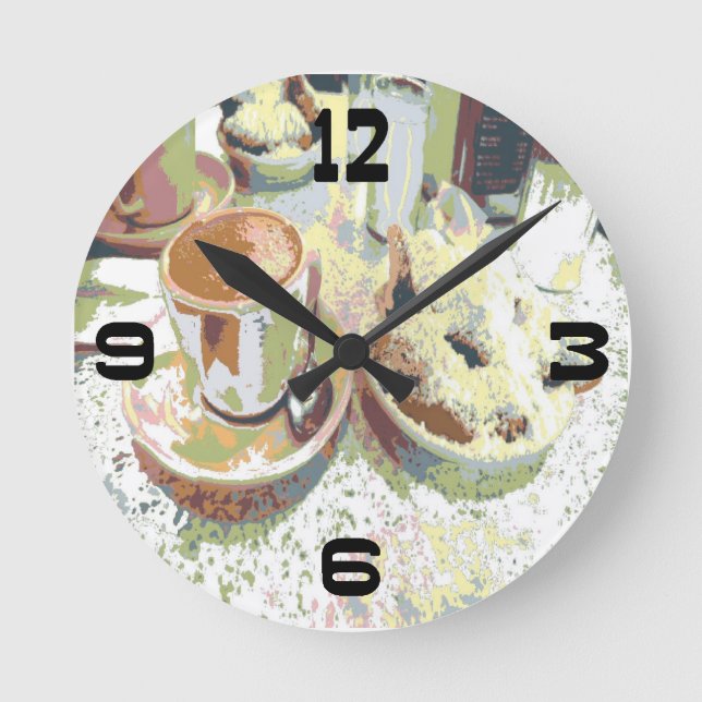 New Orleans Coffee and Doughnuts Round Clock (Front)