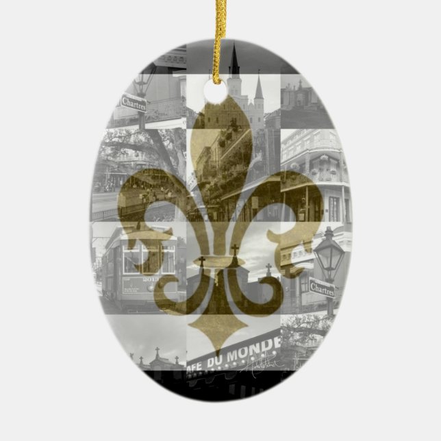 New Orleans Collage [Ornament] Ceramic Tree Decoration (Front)