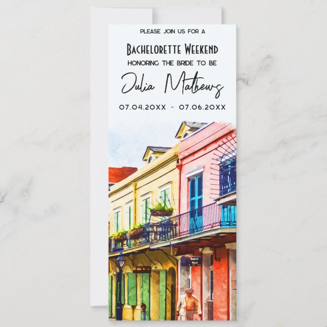New Orleans Destination Bachelorette Weekend  Invitation (Front)