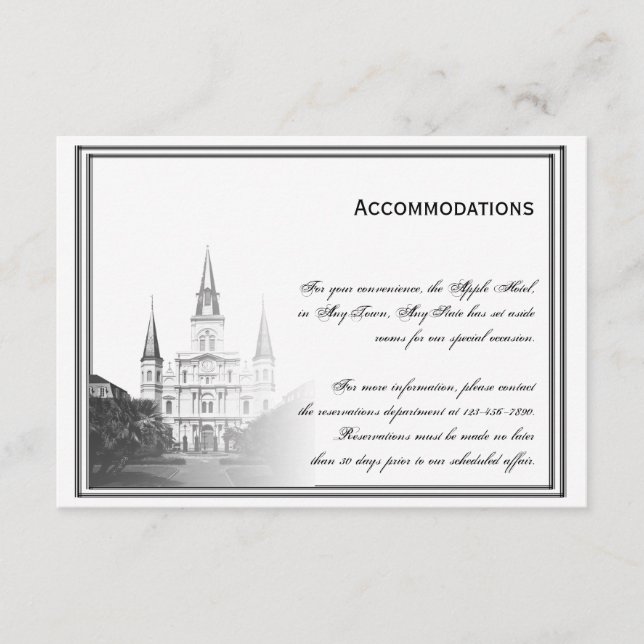 New Orleans Destination Wedding Accomodations Enclosure Card (Front)