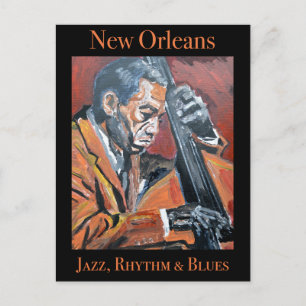 New Orleans Double Bassist Postcard