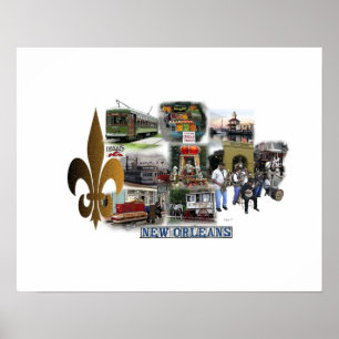 New Orleans Famous Landmarks and Scenes Poster
