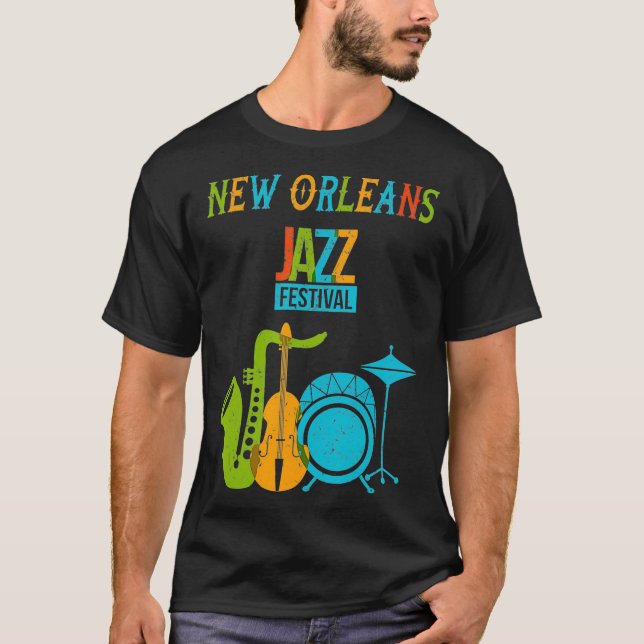 New Orleans Festival of Jazz Music Gift Jazz T-Shirt (Front)