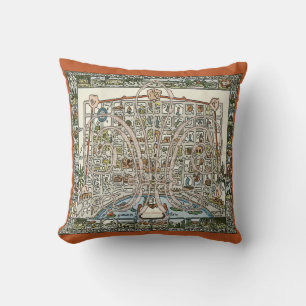 New Orleans Fleur De Lis Abstract Map Cushion