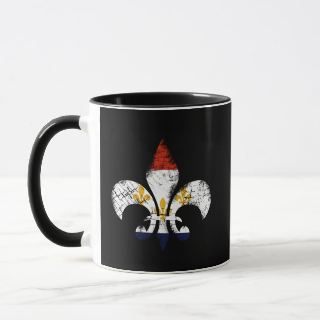 New Orleans Fleur De Lis NOLA flag Louisiana Mug (Left)