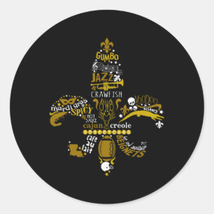 New Orleans Fleur-de-lis Southern Life Men Women  Classic Round Sticker