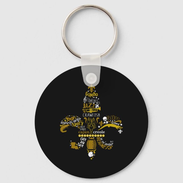 New Orleans Fleur-de-lis Southern Life Men Women  Key Ring (Front)