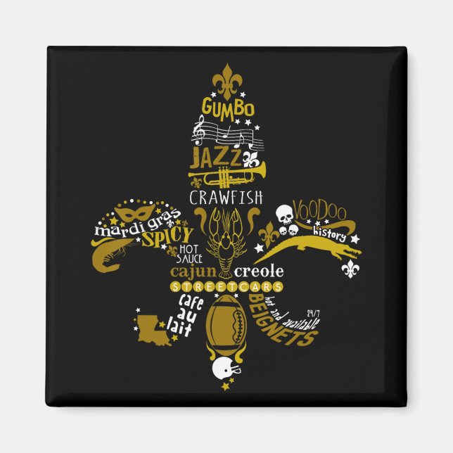 New Orleans Fleur-de-lis Southern Life Men Women  Magnet (Front)