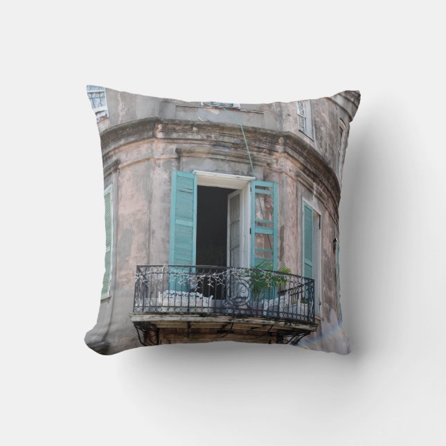 New Orleans French Quarter Balcony Photo Pillow (Front)