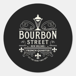New Orleans French Quarter Bourbon Street Louisian Classic Round Sticker