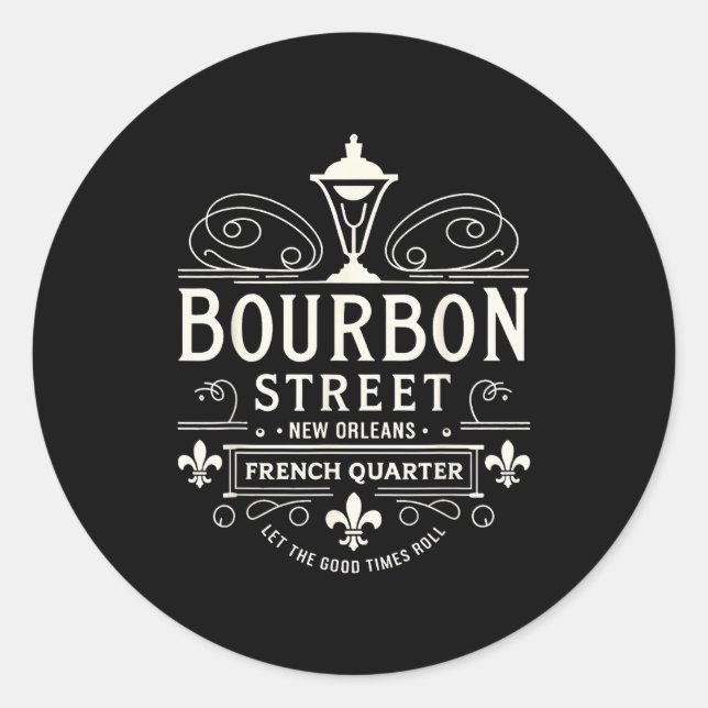New Orleans French Quarter Bourbon Street Louisian Classic Round Sticker (Front)