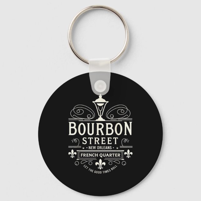 New Orleans French Quarter Bourbon Street Louisian Key Ring (Front)