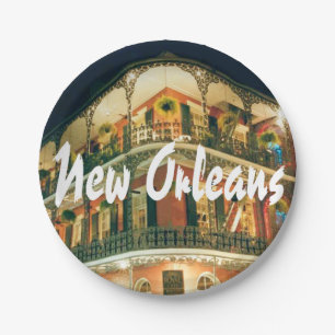 New Orleans French Quarter Building with Name Paper Plate