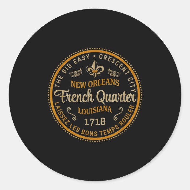 New Orleans French Quarter Laissez Les Bons Temps  Classic Round Sticker (Front)