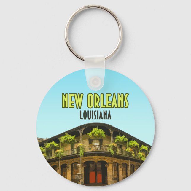 New Orleans French Quarter Louisiana Key Ring (Front)