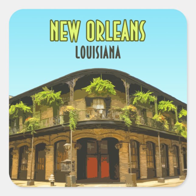 New Orleans French Quarter Louisiana Square Sticker (Front)