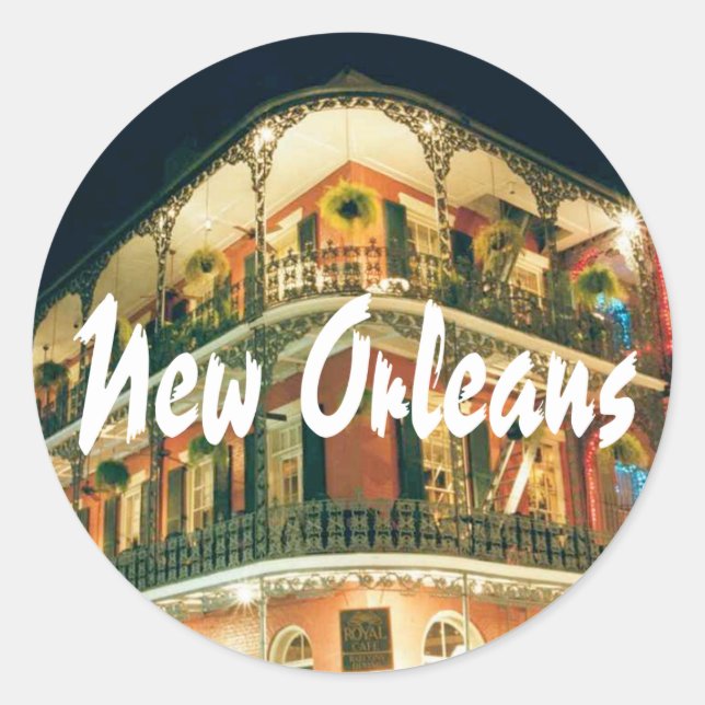 New Orleans French Quarter photo Classic Round Sticker (Front)