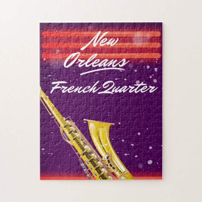 New Orleans French Quarter Saxophone travel poster Jigsaw Puzzle (Vertical)