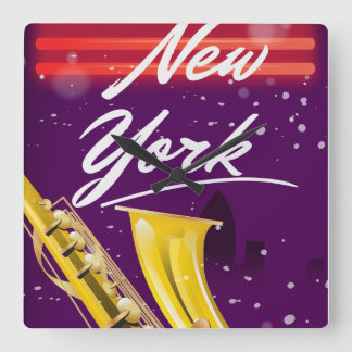 New Orleans French Quarter Saxophone travel poster Square Wall Clock