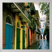 New Orleans French Quarter Scene Poster Print
