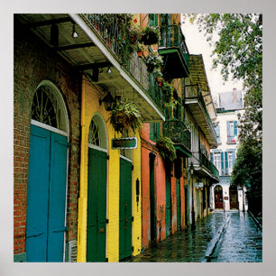 New Orleans French Quarter Scene Poster Print