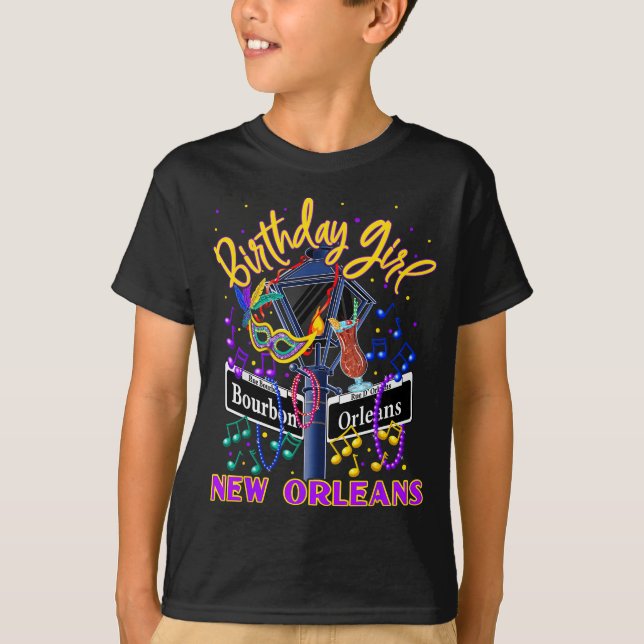 New Orleans Girls' Birthday French Quarter Girls T T-Shirt (Front)