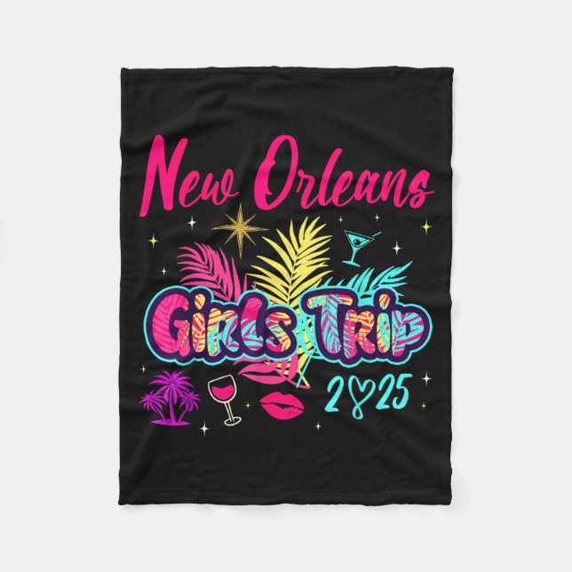 New Orleans Girls Trip 2025 Bachelor Ies Party Mat Fleece Blanket (Front)