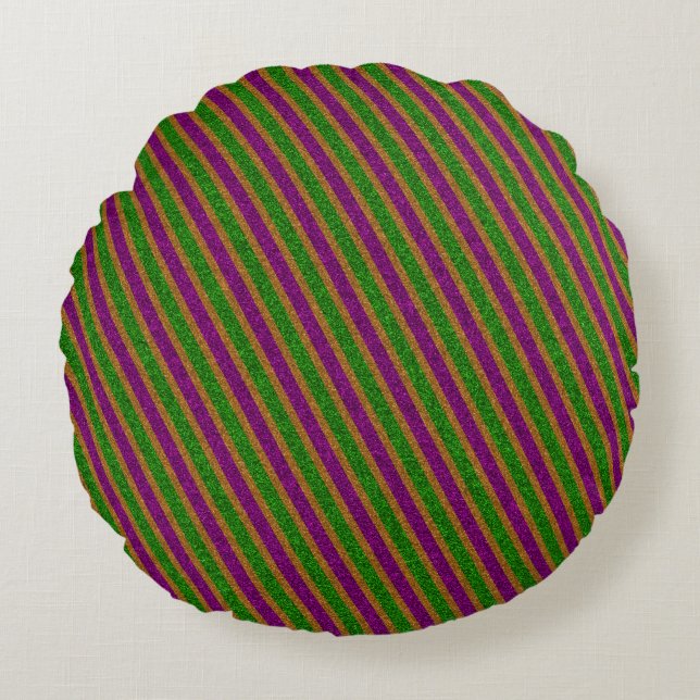 New Orleans Glitter Stripes Round Cushion (Front)