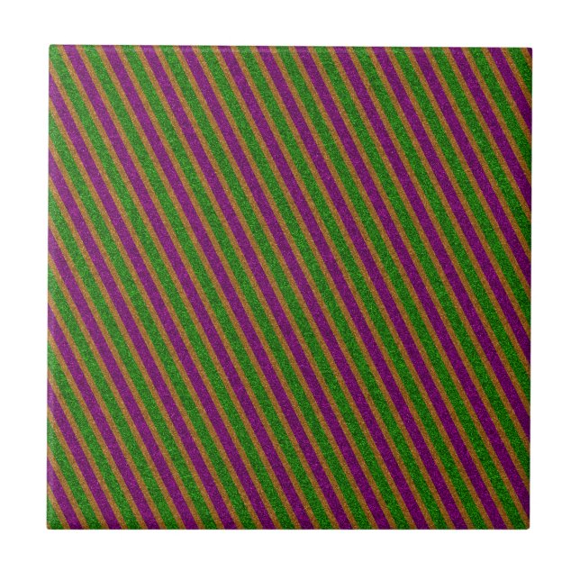 New Orleans Glitter Stripes Tile (Front)