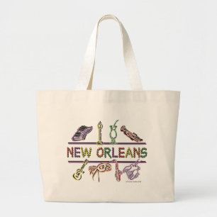 New-Orleans-ICONS- copy Large Tote Bag