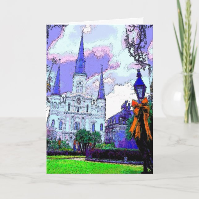 New Orleans Jackson Square at Christmas Holiday Card (Front)