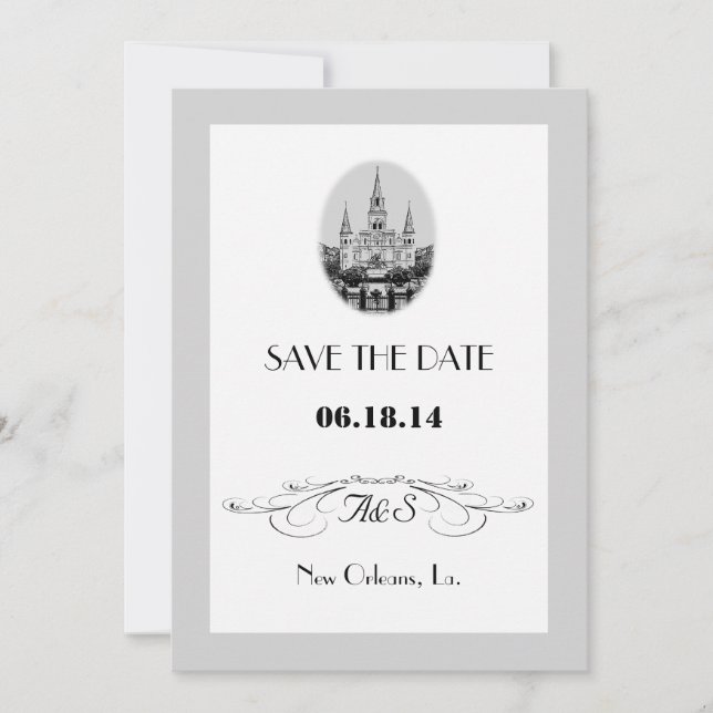 New Orleans Jackson Square Save the Date Cards (Front)