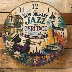 New Orleans Jazz and Heritage Festival Louisiana Large Clock