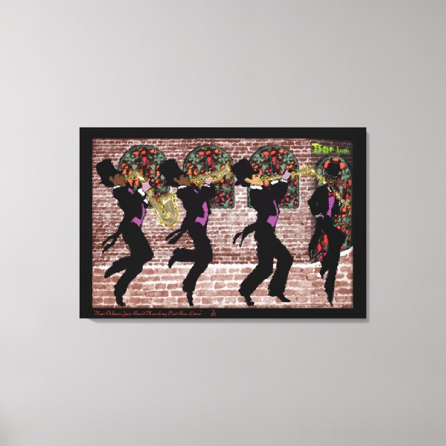 New Orleans Jazz Band Marching Past Bar Louie Canvas Print (Front)