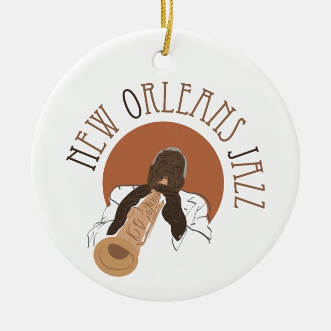 New Orleans Jazz Ceramic Tree Decoration (Front)