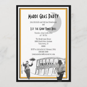 New Orleans Jazz Mardi Gras Invitation