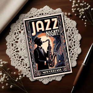 New Orleans Jazz Night – Vintage Art Postcard