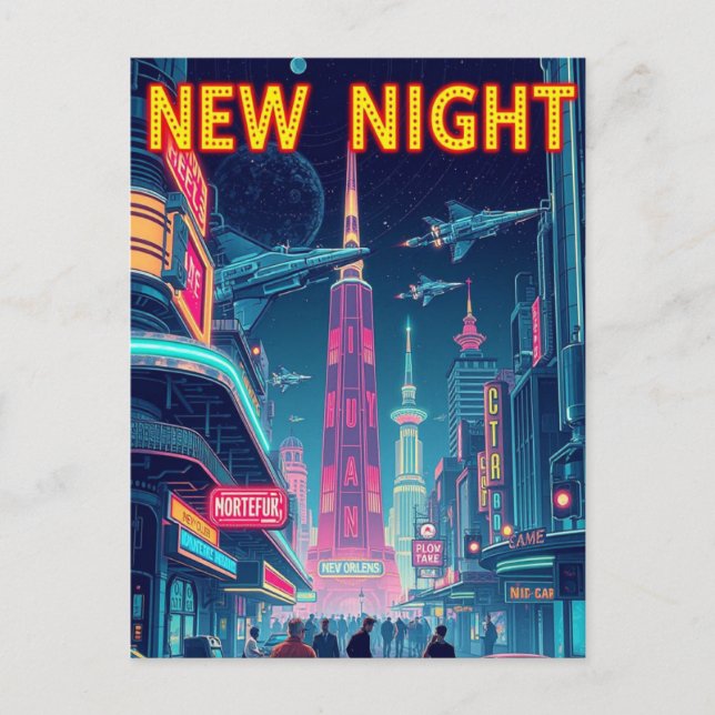 New Orleans Jazz Night – Vintage Art Postcard (Front)