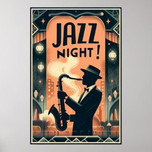 New Orleans Jazz Night – Vintage Art  Poster
